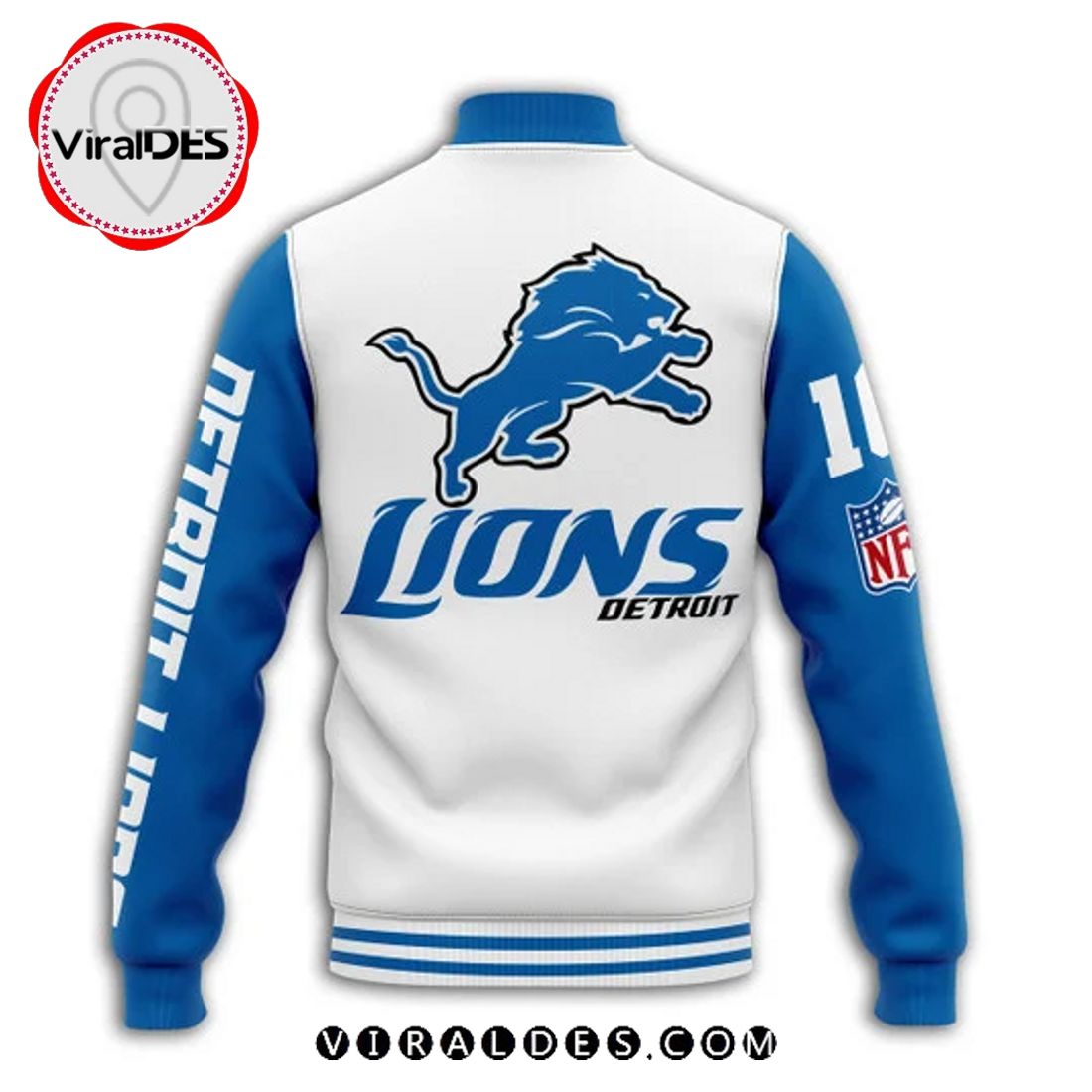Custom Detroit Lions White Baseball Jacket LIMITED EDITION Custom Detroit Lions White Baseball Jacket LIMITED EDITION