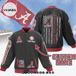 Custom Alabama Crimson Tide Roll Tide Black Baseball Jacket