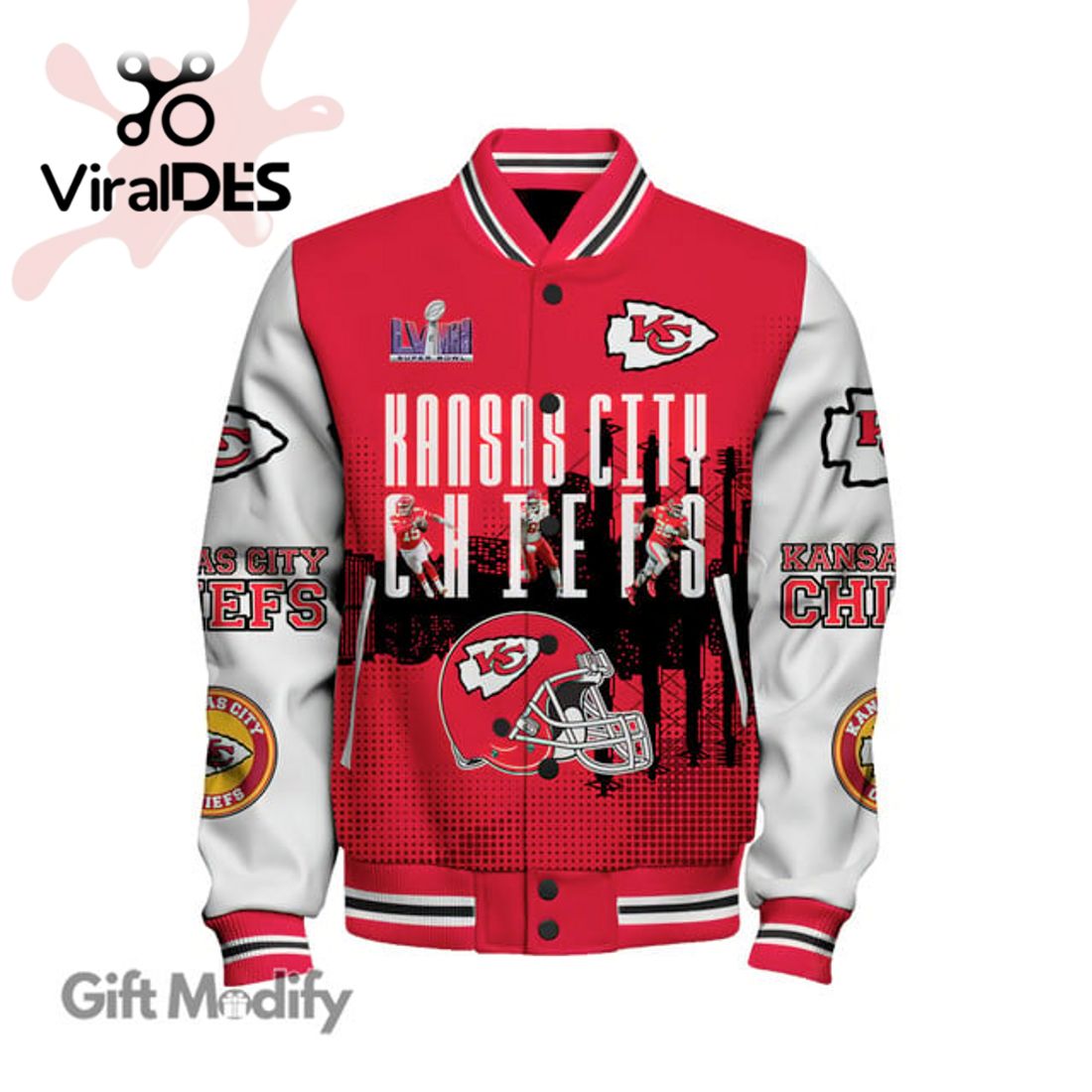 NFL Kansas City Chiefs Super Bowl LVIII Champions Baseball Jacket All Over Printed NFL Kansas City Chiefs Super Bowl LVIII Champions Baseball Jacket All Over Printed