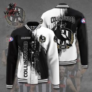 Collingwood FC Magpies 1892 Black Sport Jacket, Baseball Jacket