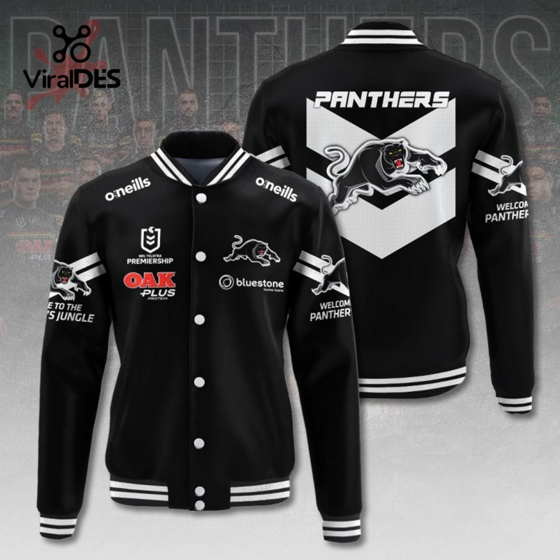 NRL Penrith Panthers Special Design Black Sport Jacket, Baseball Jacket NRL Penrith Panthers Special Design Black Sport Jacket, Baseball Jacket