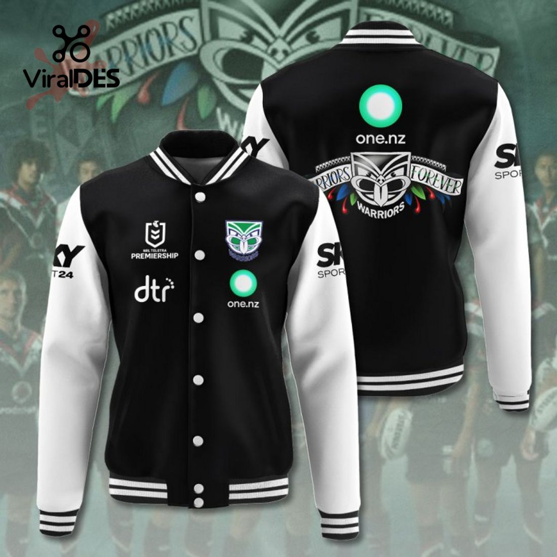 NRL New Zealand Warriors Special Design Black Sport Jacket, Baseball Jacket NRL New Zealand Warriors Special Design Black Sport Jacket, Baseball Jacket