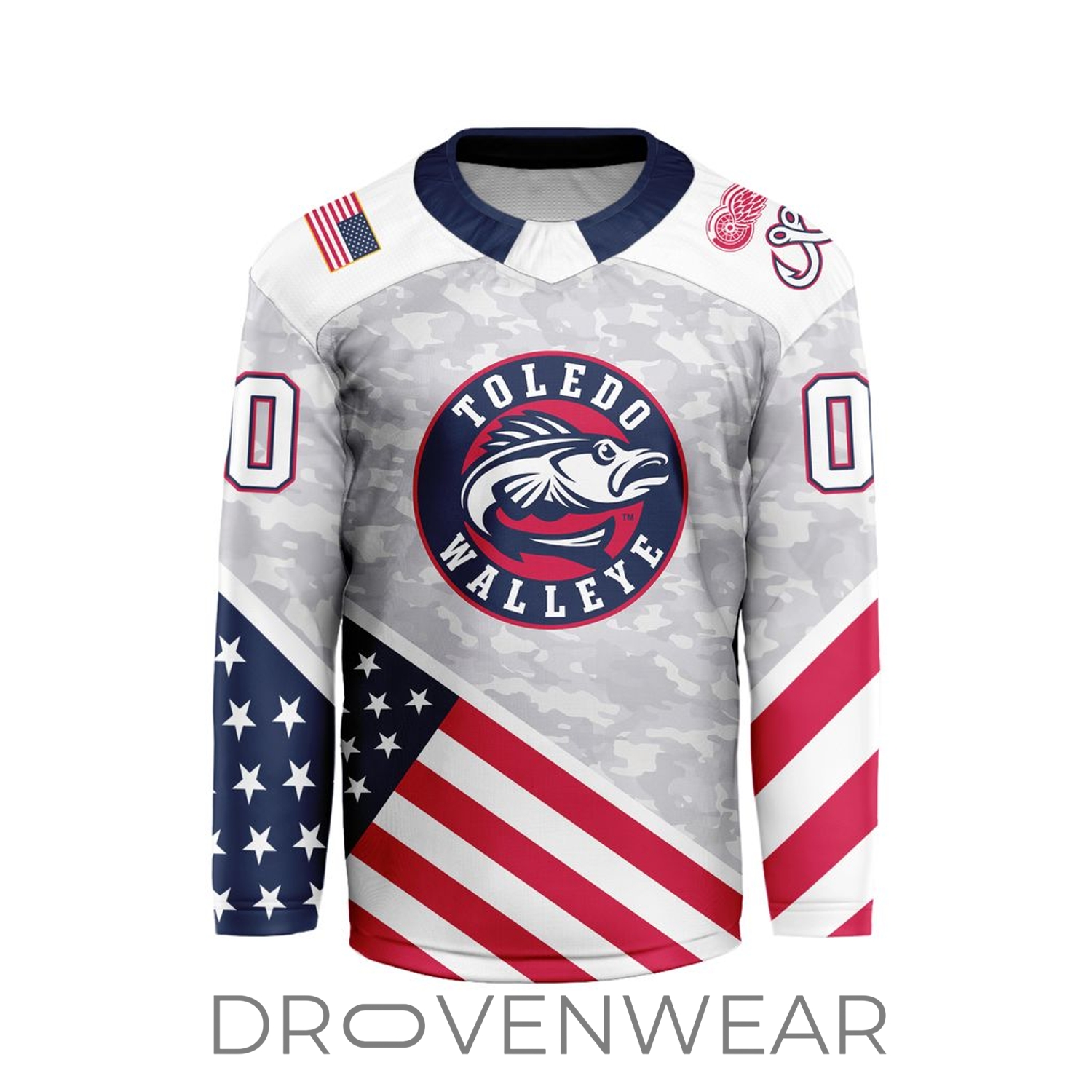 Echl Toledo Walleye Personalized 2026-27 Military Appreciation V-shaped Hockey Jersey Echl Toledo Walleye Personalized 2026-27 Military Appreciation V-shaped Hockey Jersey
