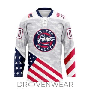 Echl Toledo Walleye Personalized 2026-27 Military Appreciation Lace-up Hockey Jersey