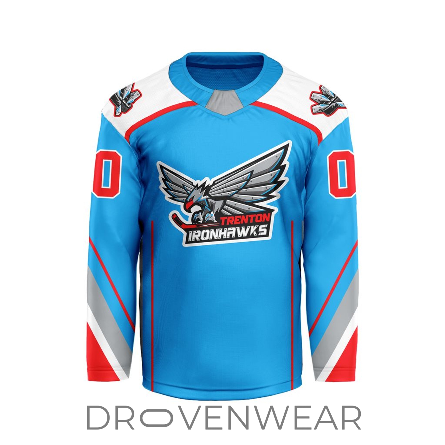 Echl Trenton Ironhawks Personalized 2026-27 Blue V-shaped Hockey Jersey Echl Trenton Ironhawks Personalized 2026-27 Blue V-shaped Hockey Jersey