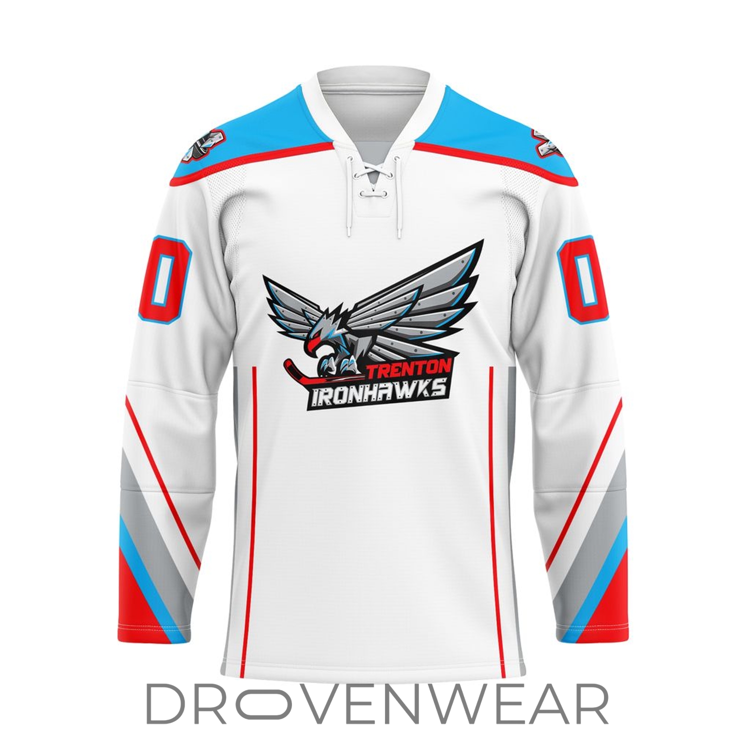 Echl Trenton Ironhawks Personalized 2026-27 White Lace Hockey Jersey Echl Trenton Ironhawks Personalized 2026-27 White Lace Hockey Jersey