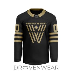 Nll Vancouver Warriors Personalized Black V-shaped Hockey Jersey Design