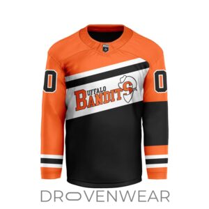 Nll Buffalo Bandits Personalized Black V-shaped Hockey Jersey Design