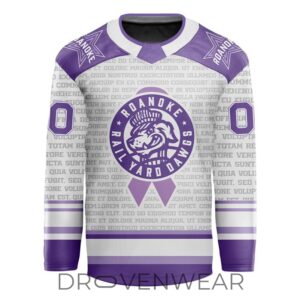 Roanoke Rail Yard Dawgs 2026 Stick It To Cancer Night Hockey Jersey 2.jpg