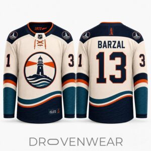 New York Islanders Mathew Barzal 13 Lighthouse Cream Hockey Jersey
