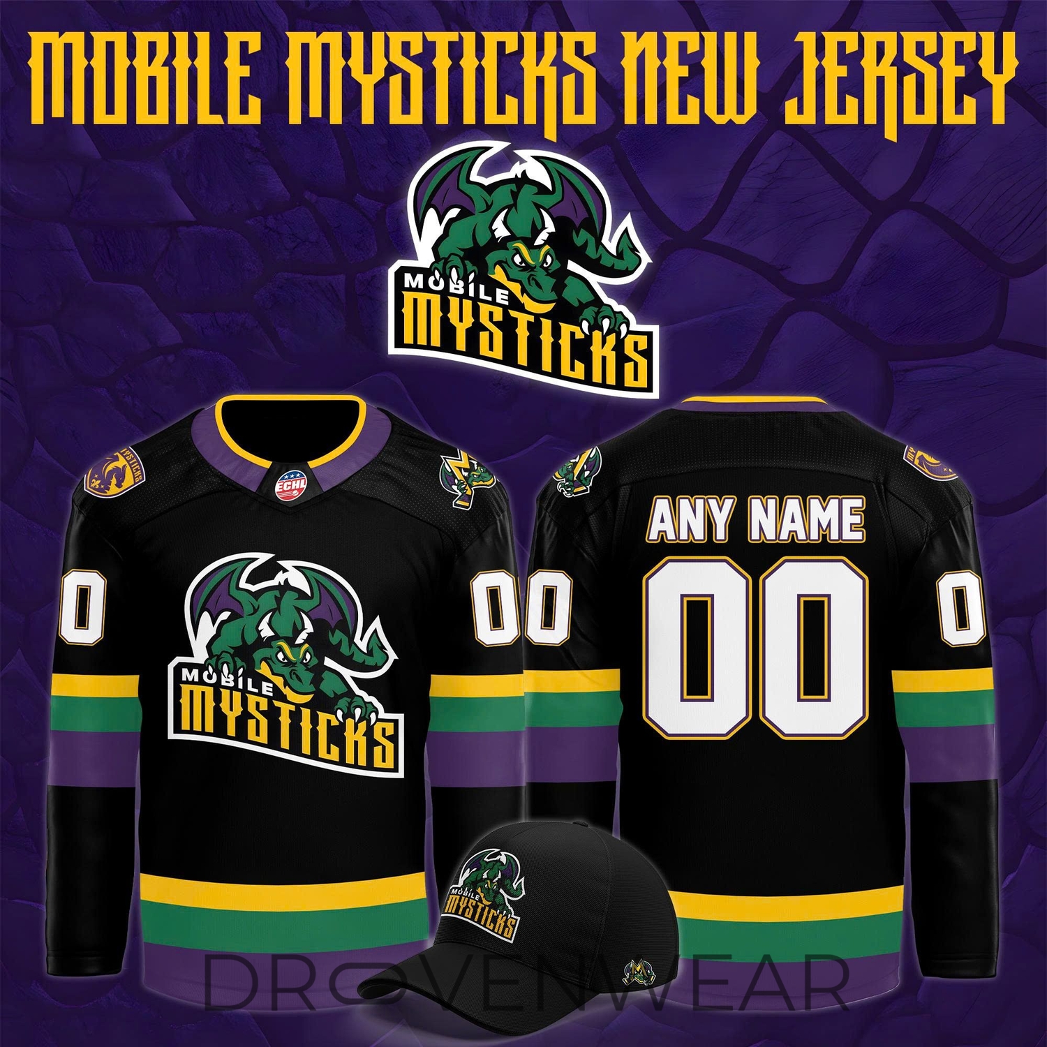 Mobile Mysticks 2026 New Black Custom Hockey Jersey Mobile Mysticks 2026 New Black Custom Hockey Jersey