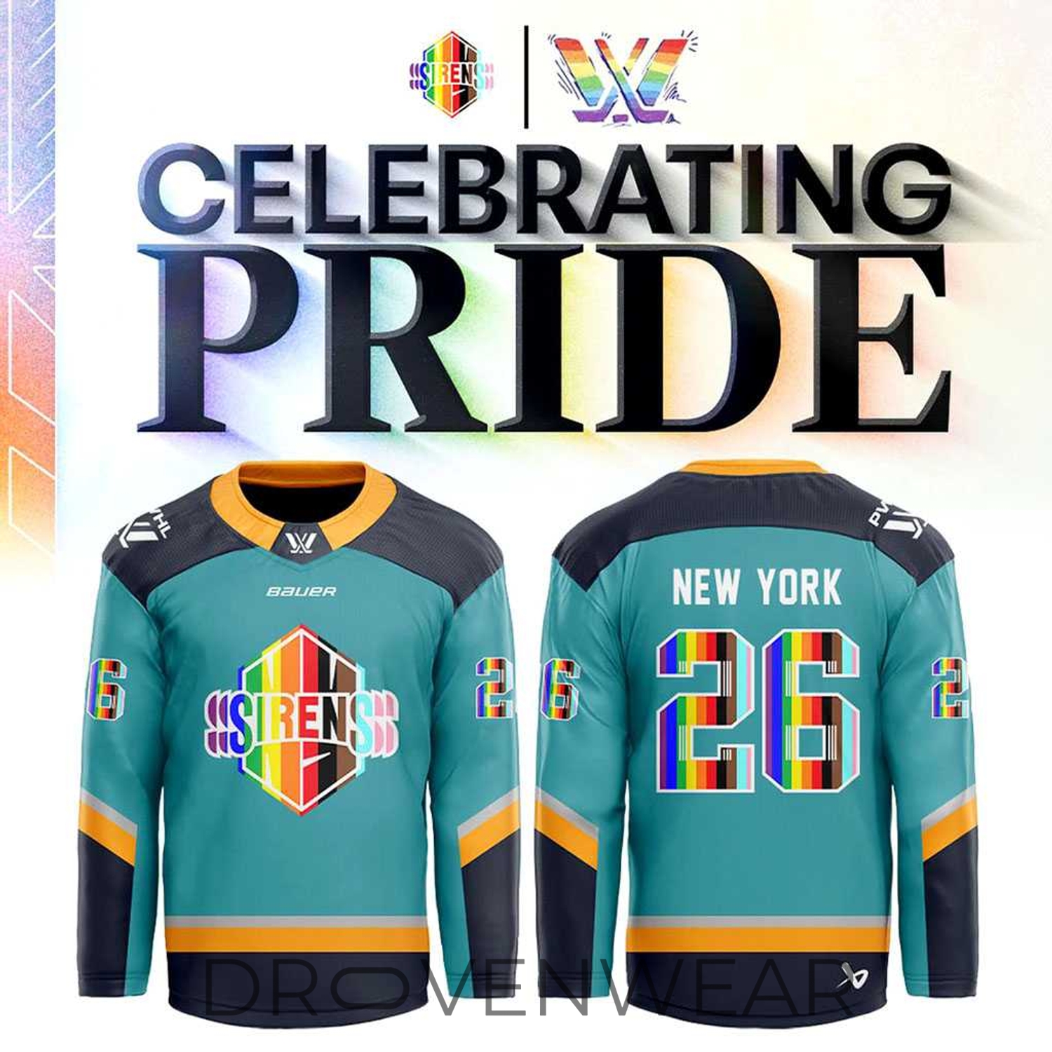 New York Sirens Pride Celebration 2026 Custom Hockey Jersey New York Sirens Pride Celebration 2026 Custom Hockey Jersey
