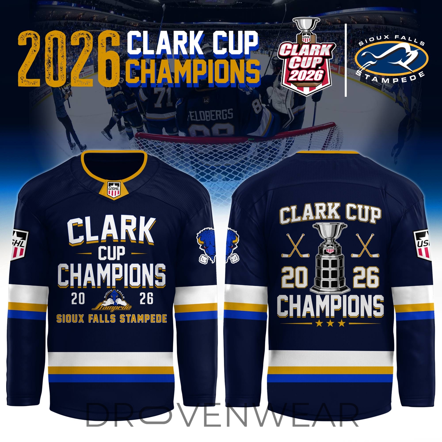 Sioux Falls Stampede 2026 Clark Cup Champions Limited Jersey Sioux Falls Stampede 2026 Clark Cup Champions Limited Jersey