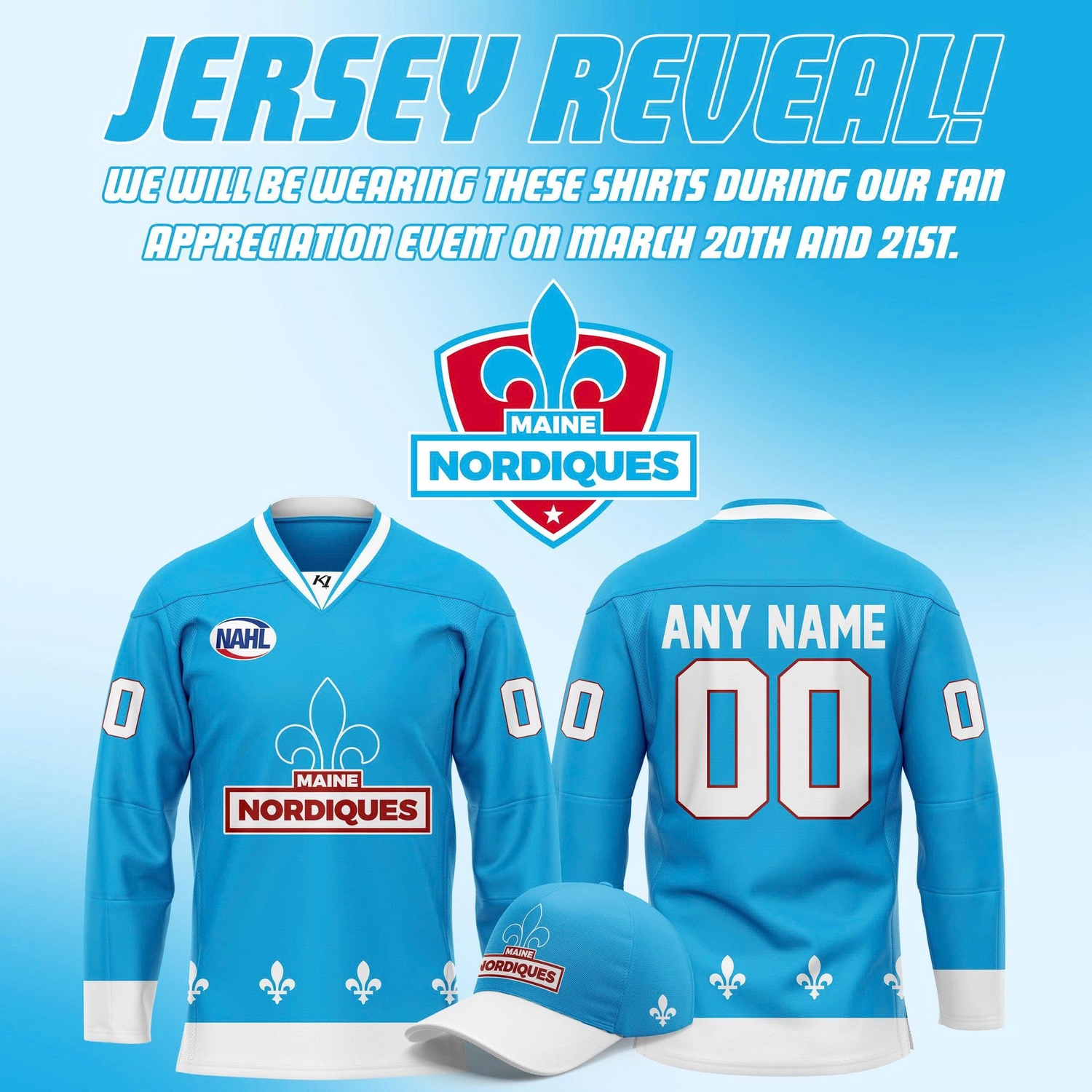 Maine Nordiques 2026 Powder Blue Hockey Jersey Maine Nordiques 2026 Powder Blue Hockey Jersey