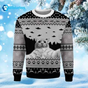 UFO And Cat Ugly Christmas Sweater