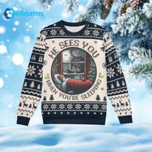 ABCDEF He Knows Ugly Christmas Sweater