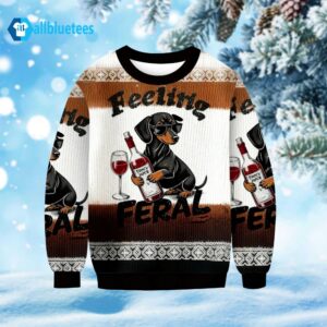 Wine Dachshund Feeling Feral Ugly Christmas Sweater
