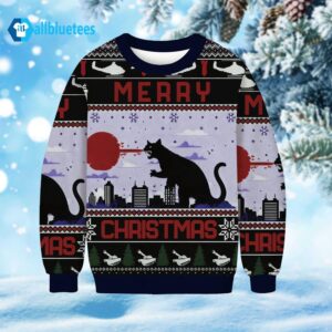 Black Cat Cosplay Godzilla Ugly Christmas Sweater