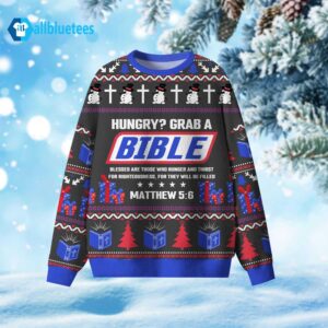 Hungry Grab A Bible Ugly Christmas Sweater