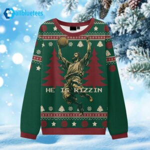 Basketball He Is Rizzin Ugly Christmas Sweater