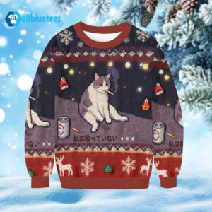 Funny Smoking Cat Ugly Christmas Sweater