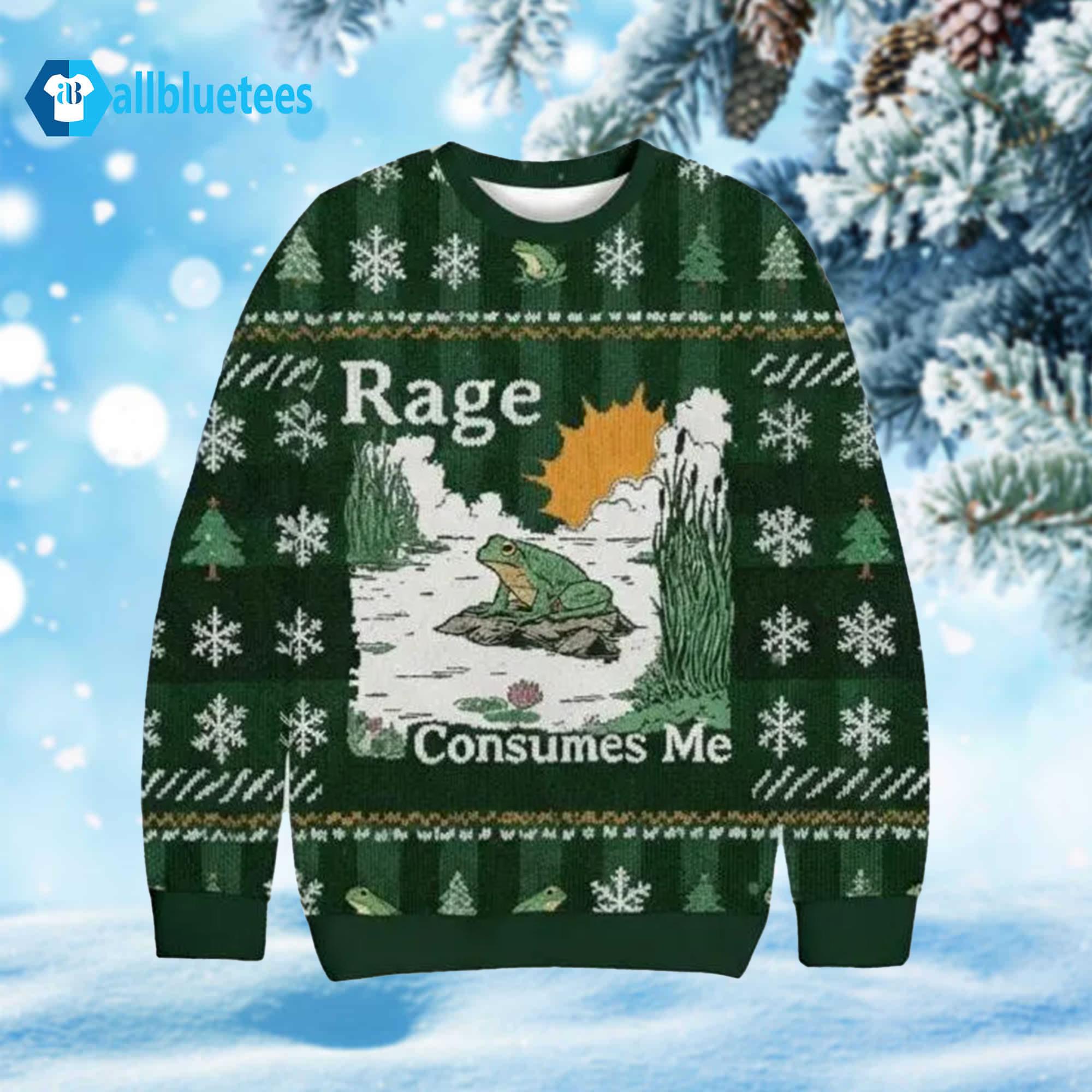 Frog Rage Consumes Me Ugly Christmas Sweater Frog Rage Consumes Me Ugly Christmas Sweater