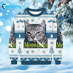 Cat Smoking Meowboro Ugly Christmas Sweater