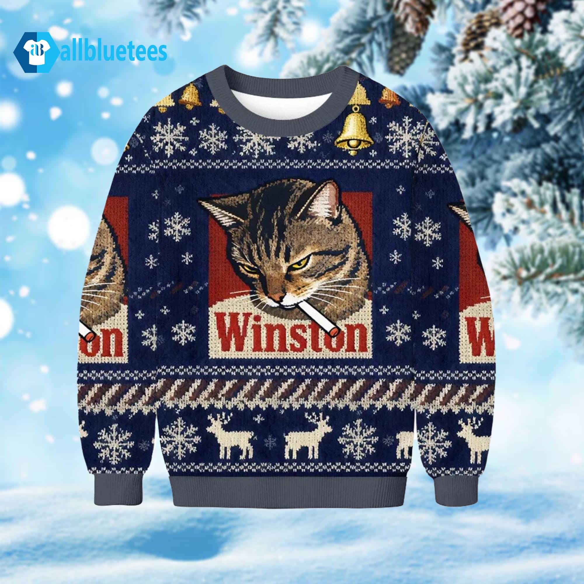 Cat Smoking Winston Ugly Christmas Sweater Cat Smoking Winston Ugly Christmas Sweater