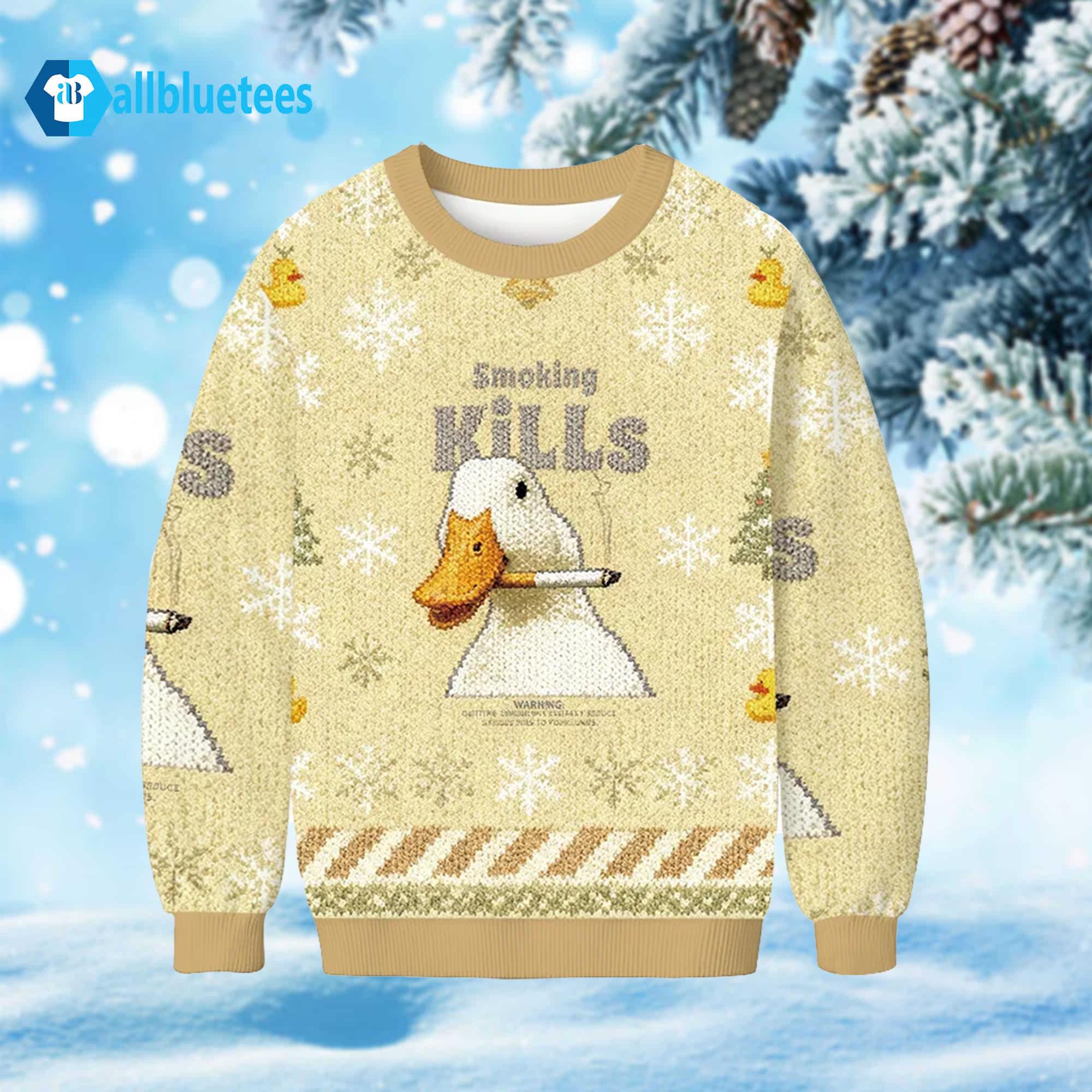 Duck Smoking Kills Ugly Christmas Sweater Duck Smoking Kills Ugly Christmas Sweater