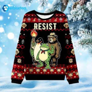 Frog Bear Penguin Resist Ugly Christmas Sweater