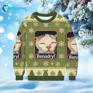 Sleepy Cat Bena-dryl Ugly Christmas Sweater