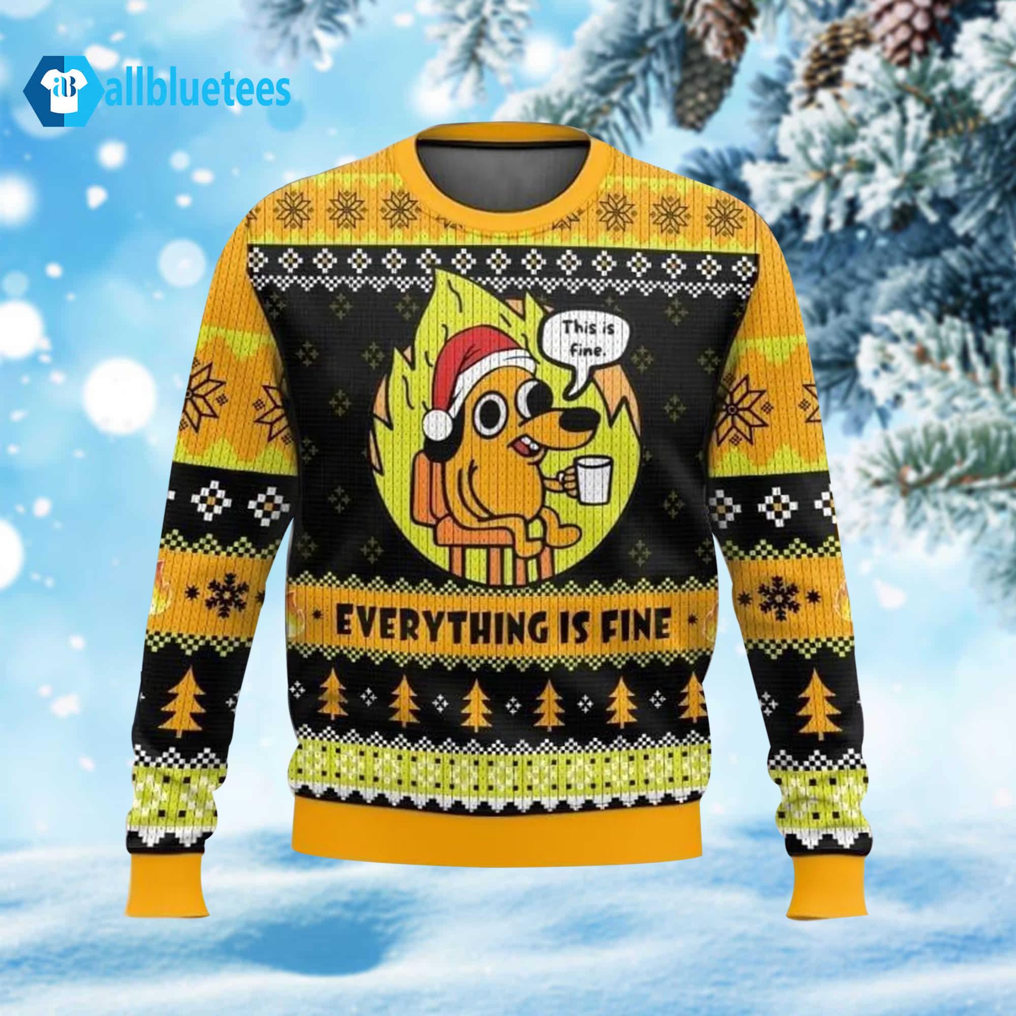 Dog This Is Fine Ugly Christmas Sweater Dog This Is Fine Ugly Christmas Sweater