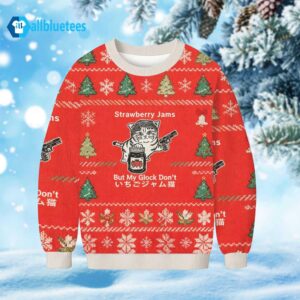 Cat Strawberry Jam But My Glock Don’t Ugly Christmas Sweater