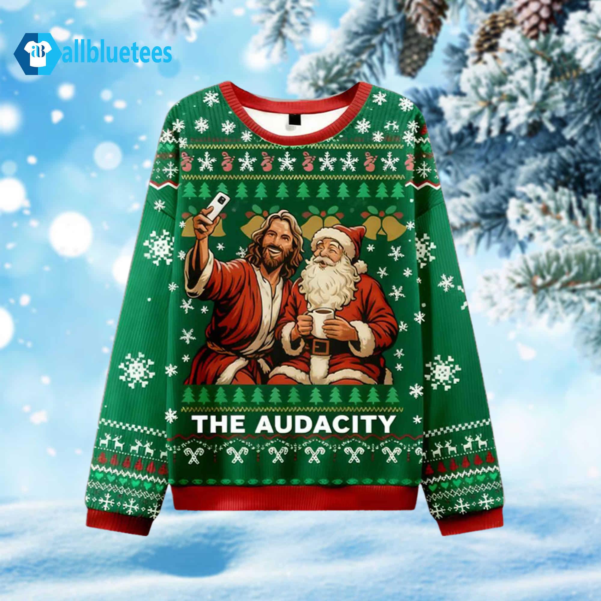 Santa Selfie The Audacity Ugly Christmas Sweater Santa Selfie The Audacity Ugly Christmas Sweater