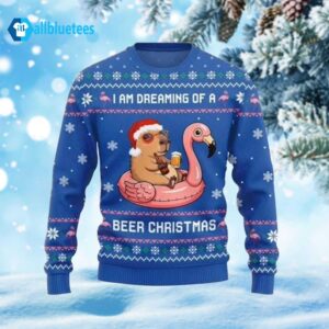 I Am Dreaming Of A Beer Capybara Ugly Christmas Sweater