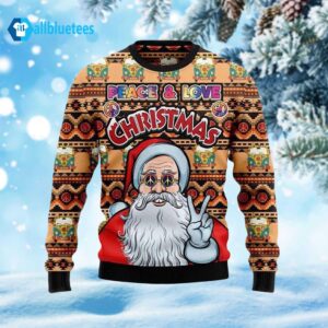Santa Peace Love Christmas Ugly Sweater