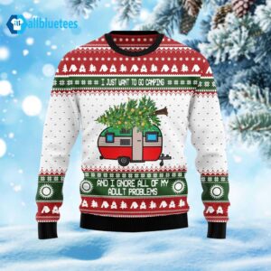 I Just Want To Go Camping Ugly Christmas Sweater