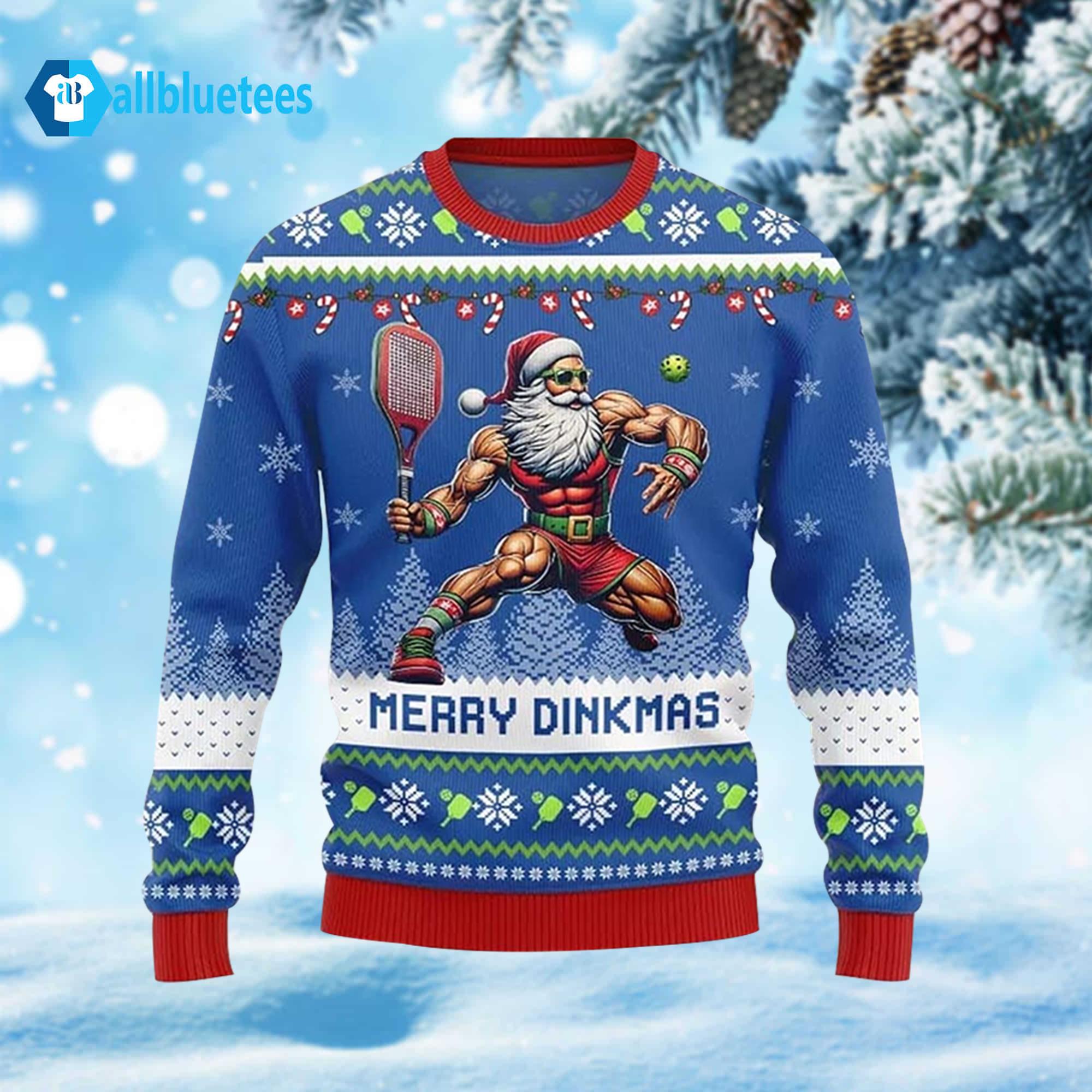 Santa Pickleball Merry Dinkmas Ugly Sweater Santa Pickleball Merry Dinkmas Ugly Sweater