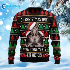 Cat Your Ornaments Are History Ugly Christmas Sweater