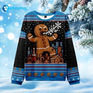 Gingerbread Godzilla Ugly Christmas Sweater