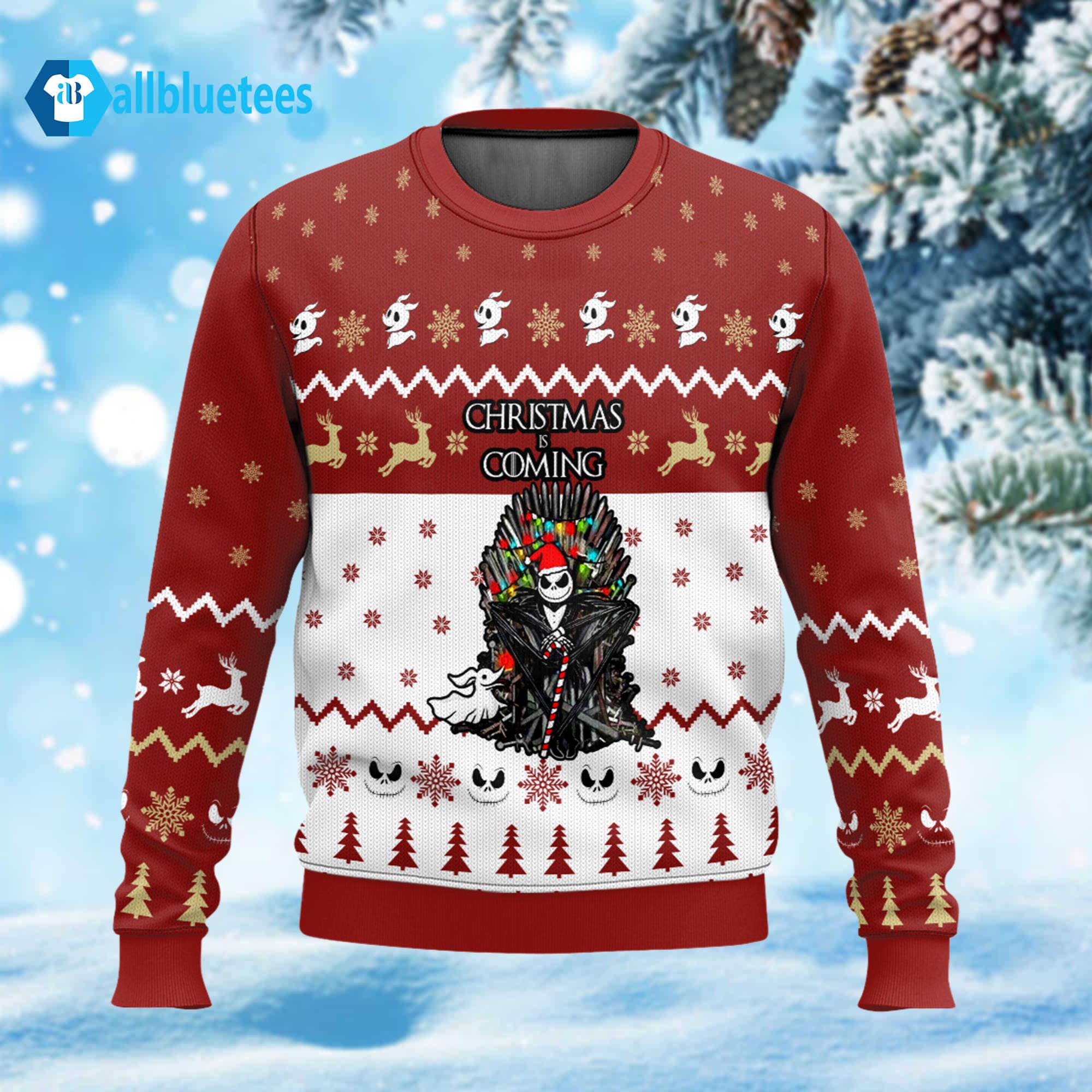 Jack Skellington Christmas Is Coming Ugly Sweater Jack Skellington Christmas Is Coming Ugly Sweater