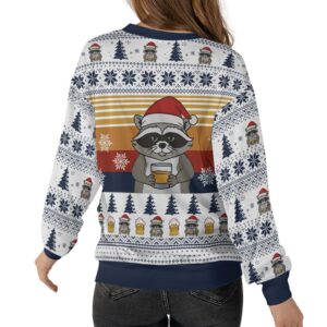 Raccoon Thats What I Do I Drink Bourbon Ugly Christmas Sweater back.jpg