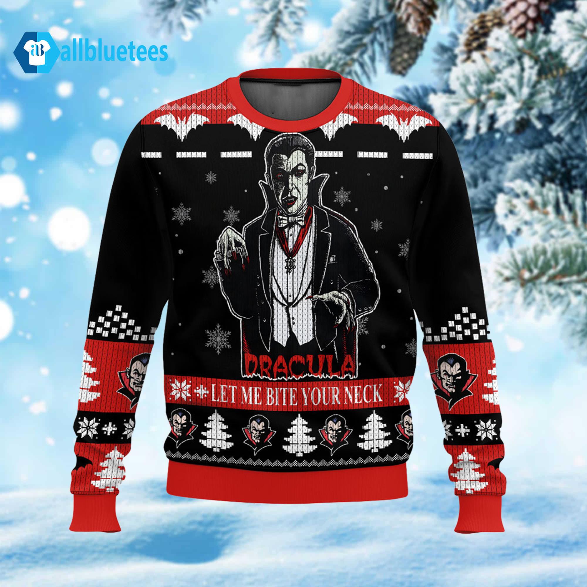 Dracula Let Me Bite Your Neck Ugly Christmas Sweater Dracula Let Me Bite Your Neck Ugly Christmas Sweater