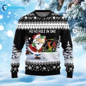 Santa And Golf Ho Ho Hole In One Ugly Christmas Sweater