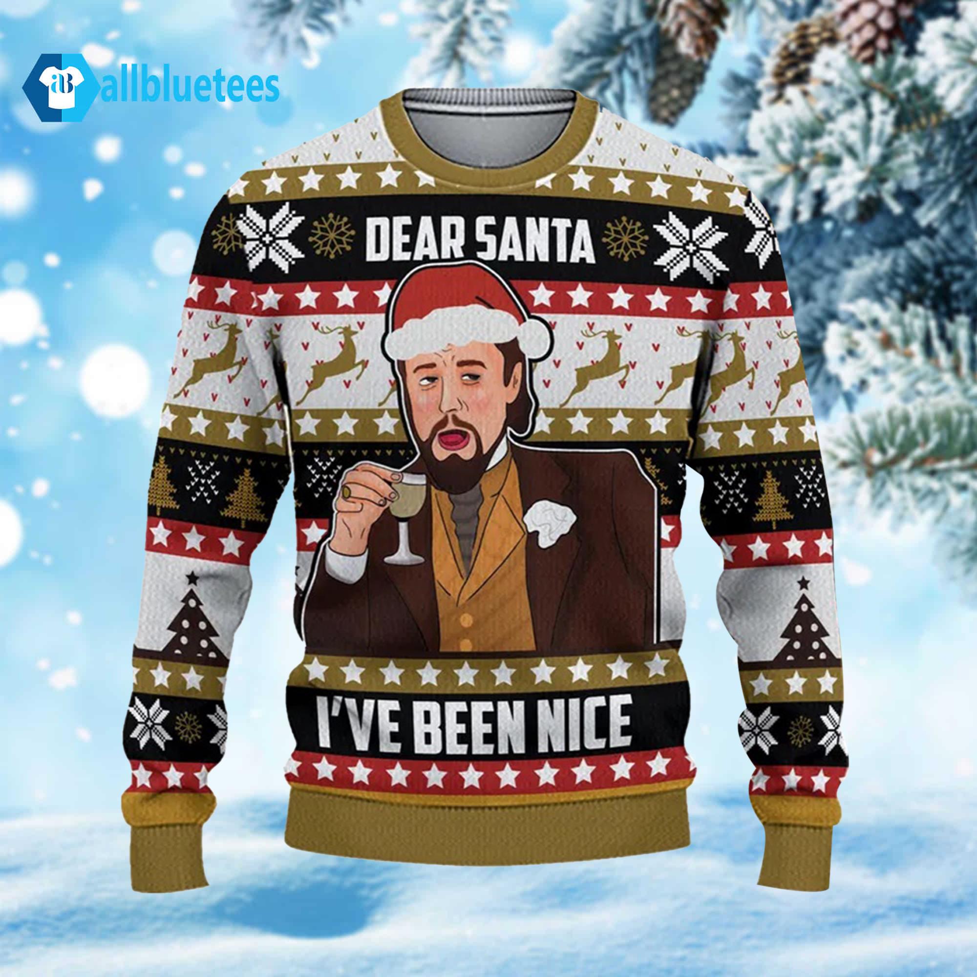 DiCaprio Dear Santa I’ve Been Nice Ugly Christmas Sweater DiCaprio Dear Santa I’ve Been Nice Ugly Christmas Sweater