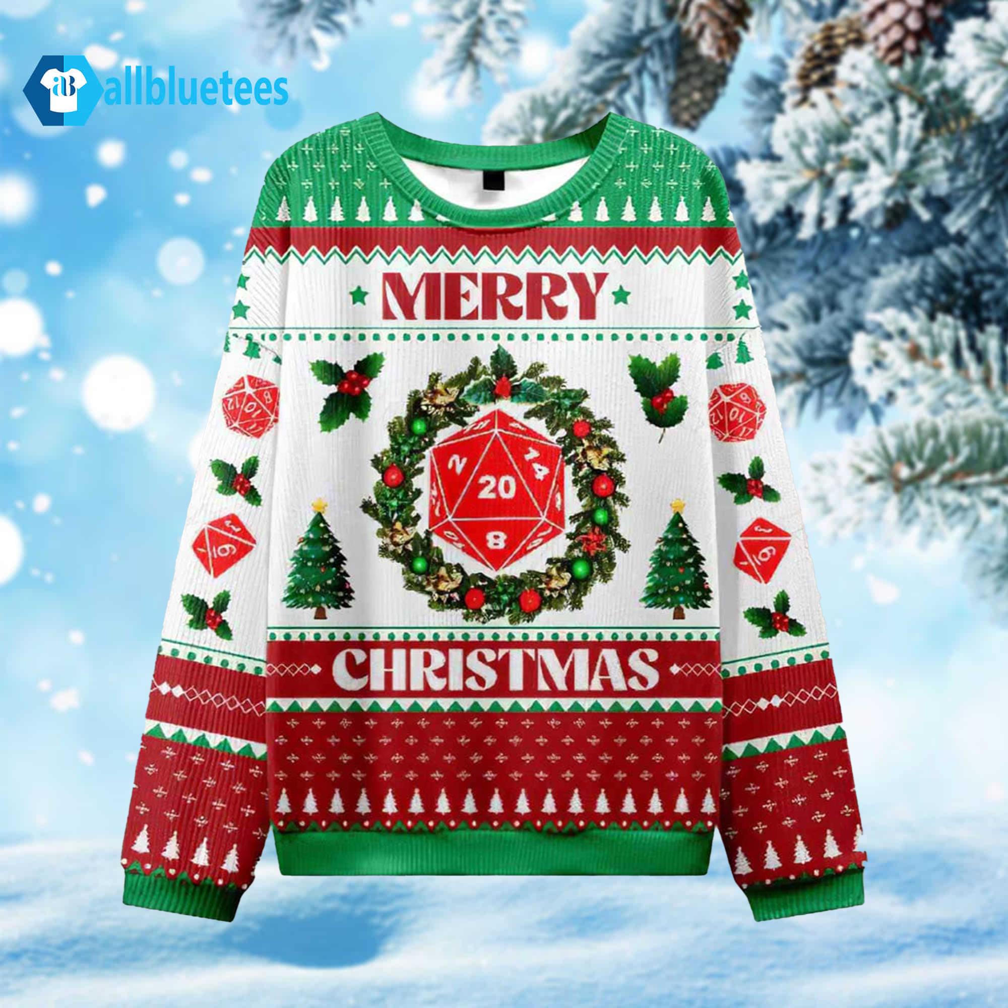 D20 Merry Christmas Ugly Sweater D20 Merry Christmas Ugly Sweater