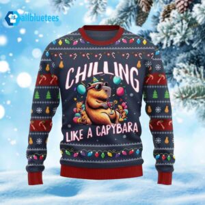 Chilling Like A Capybara Ugly Christmas Sweater