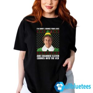 Im Sorry I Ruined Your Lives And Crammed 11 Cookies Into The Vcr Sweater Lady T Shirt Allbluetees women t shirt black 1.jpg