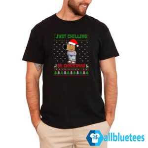 Chill Guy Just Chilling On Christmas Ugly Sweater 1 Chill Guy Just Chilling On Christmas Ugly Sweater Men T Shirt Allbluetees men t shirt black.jpg