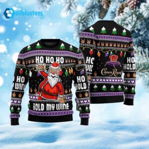 Ho Ho Ho Hold My Wine Santa Ugly Christmas Sweater